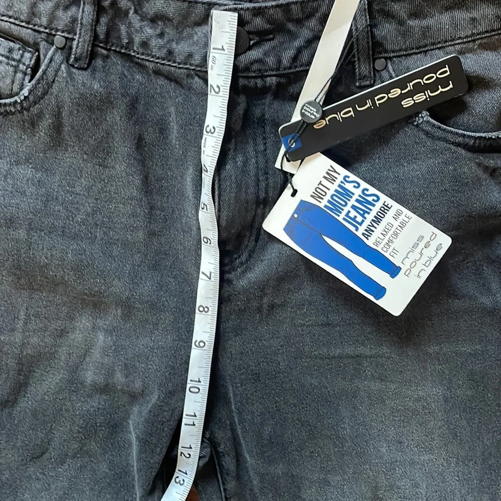 NWT Miss Poured in Blue Black Distressed w/ Holes High Waist Ankle Jeans Size 14